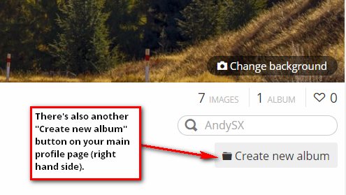 Create albums on main profile page
